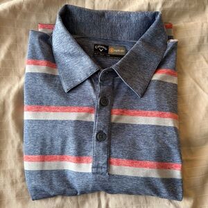 Callaway Opti-Dri Golf Polo Shirt XLT Blue Red Stripe Performance Mens